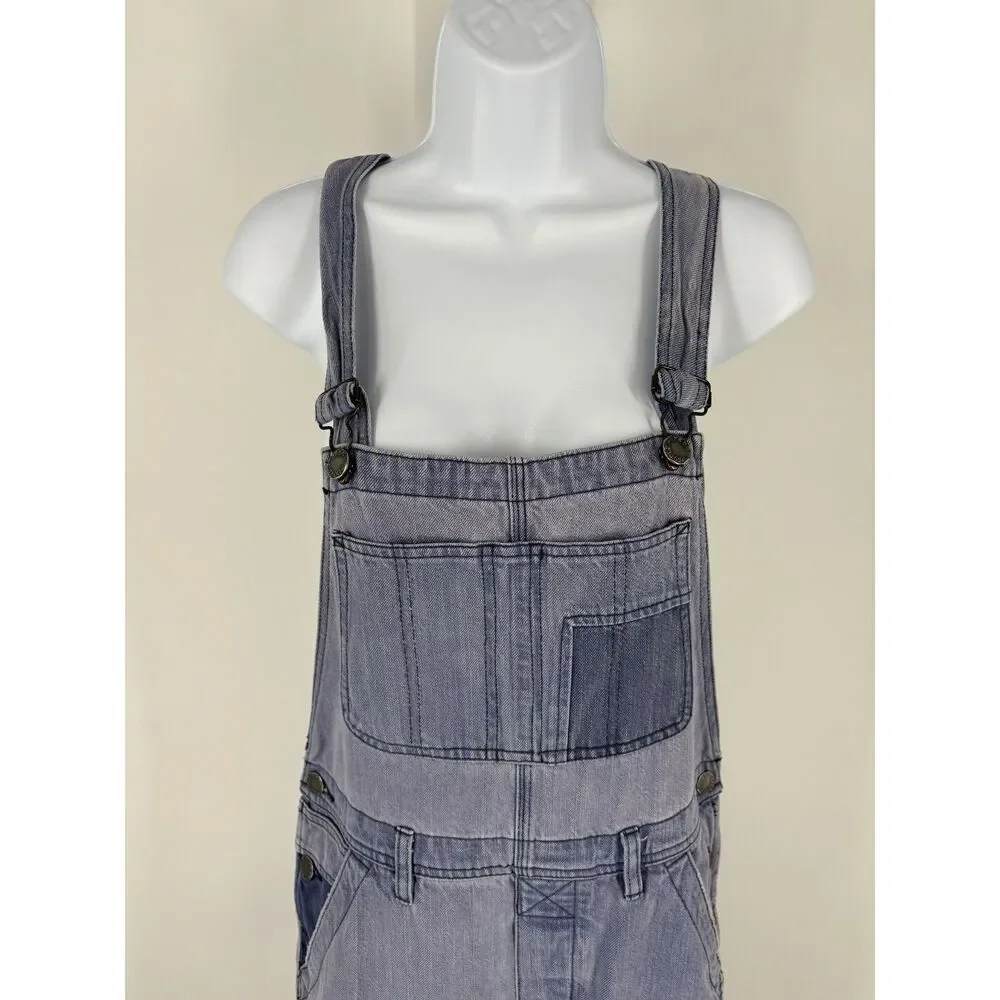 We The Free Vintage Wash Denim Overalls | Distressed Patchwork